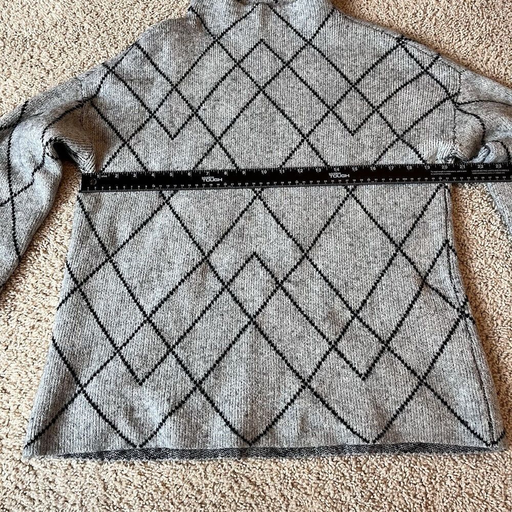 Christian Siriano New York Women Black Gray Turtleneck Sweater M Diamond Wool Bl - Picture 10 of 12